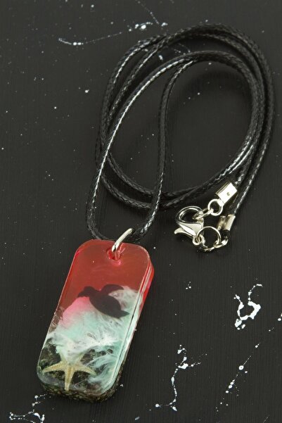 ZERO LAND Nrtmsa Starfish Rectangle (194432) Epoxy Pendant-Pink