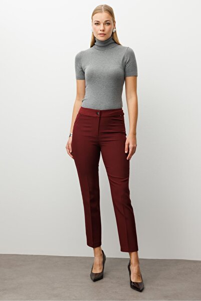 Moda İlgi Modailgi Yan Cep Dar Paça Pantolon Bordo