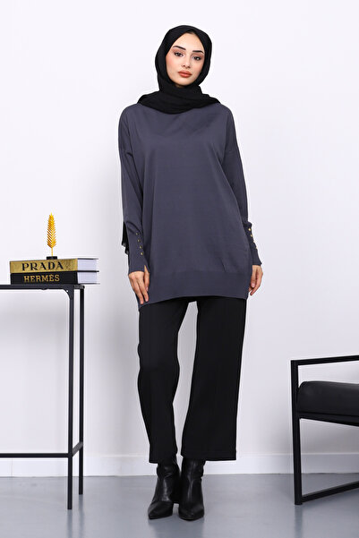 İmajButik Smoked Crew Neck Knitwear Tunic