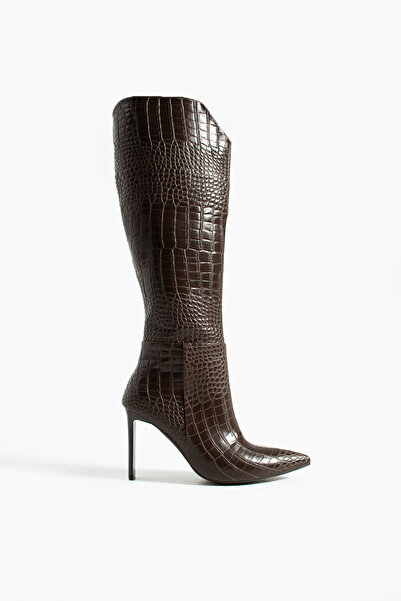 Siena Shoes Zamira Women's Zippered Boots Brown Crocodile