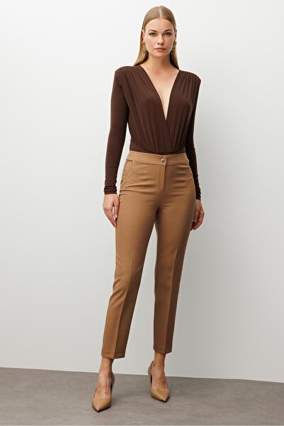 Moda İlgi Modailgi Yan Cep Dar Paça Pantolon Vizon