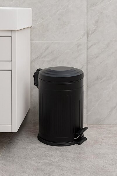 Begin Power Vintage 5 Lt Trash Can with Slow-Close Lid Office Kitchen Bathroom Balcony Trash Can Black