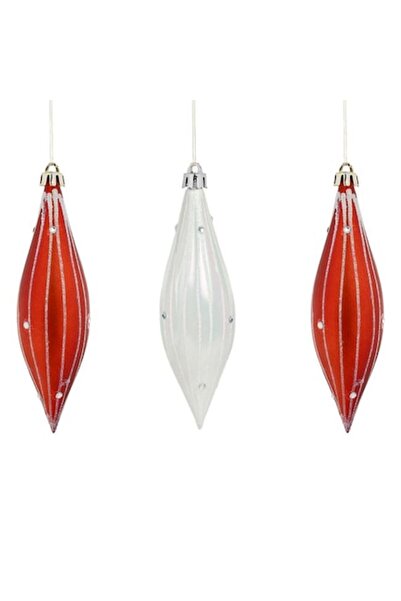 OEM Set de 3 ornamente de Crăciun în formă de țurțuri, 2 modele, 14 cm