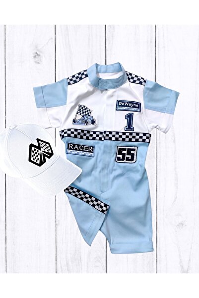 Mum Design Gifts ŞORTLU F1 FORMULA AÇIK MAVİ YARIŞÇI KOSTÜMÜ