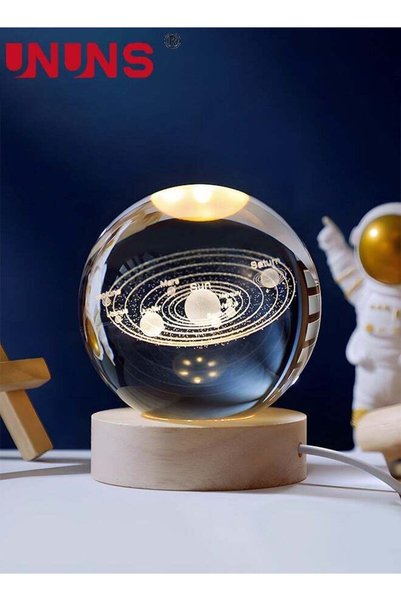 Generic 3D LED Crystal Ball,Clear 80mm (3.15 inch) Solar System Glass Ball Wi...