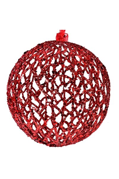 OEM Glob de Crăciun cu sclipici, plastic, roșu, 15 cm