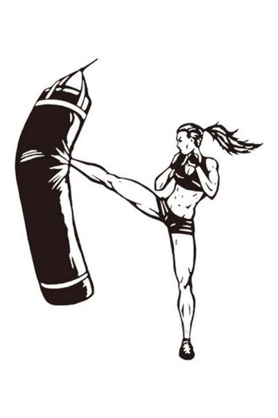 Generic Kickboxing Printed Decorative Wall Sticker Black 50x70cm