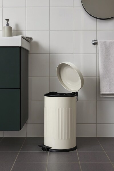 Begin Power Vintage 16 Lt Trash Can with Slow Close Lid Office Kitchen Bathroom Balcony Trash Can Cream