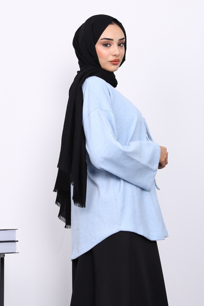 İmajButik Blue Front Tie Yumoş Kimono