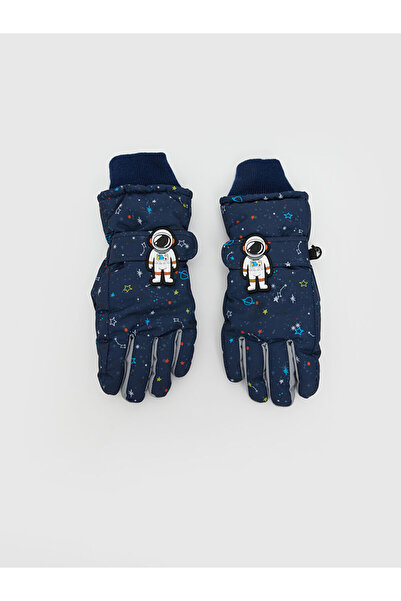 LC Waikiki Navy Blue Printed Boys' Snow Gloves