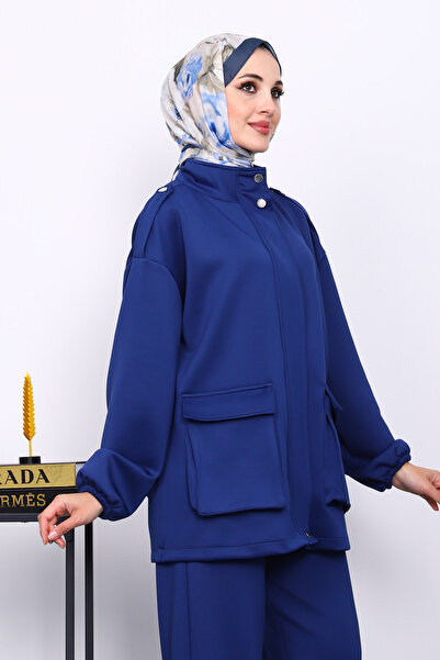 İmajButik μπλε κοβαλτίου Μπλε φερμουάρ μπουφάν κατάδυσης με παντελόνι