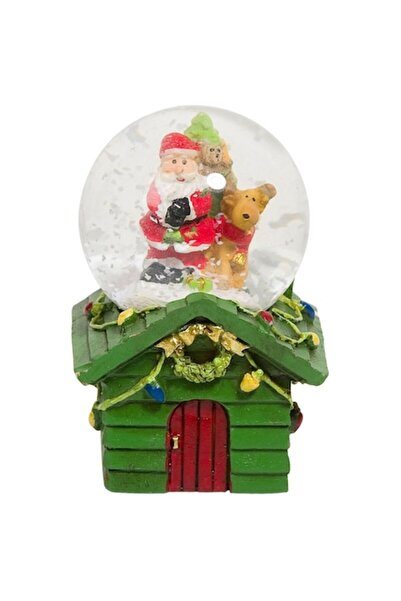 OEM Glob decorativ de zăpadă de Crăciun cu Moș Crăciun, căprioară și brad - 6 cm