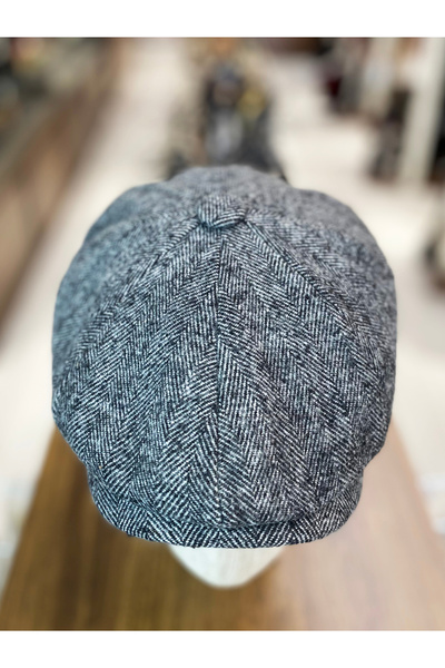 Göksu Şapka Men's Winter Cap British Style Peaky Blinders Newsboy Trend 8 Panel Cap Herringbone