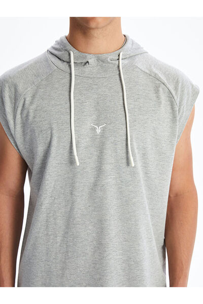 LC Waikiki Γκρι με κουκούλα Ανδρικό αμάνικο μπλουζάκι