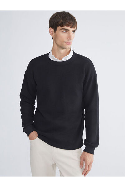 LC Waikiki Black Crew Neck Men's Knitwear Sweater