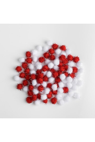 OEM Globuri decorative de Crăciun albe și roșii cu beteală 2 cm - 100 buc