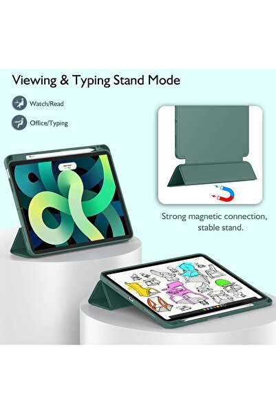 NEONI حافظة iPad Air 11 بوصة - غطاء ذكي مع حامل قلم (أخضر)