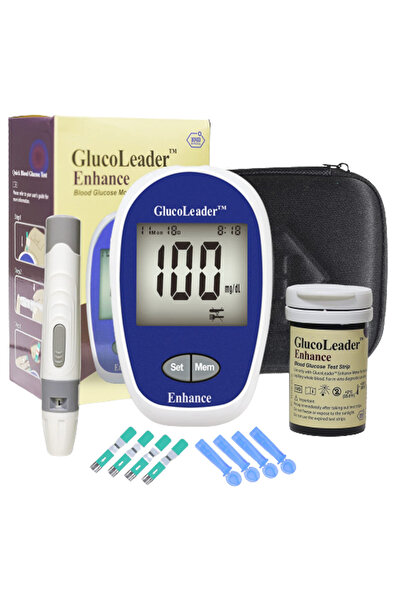 Hmd جهاز قياس سكر الدم جلوكوليدر المُحسَّن مع ١٠ شرائط اختبار وإبر - ذاكرة ٨٠٠ عدّاد لمرضى السكري