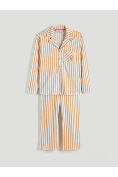 LC Waikiki Pijamale pentru femei cu guler cămașă cu dungi