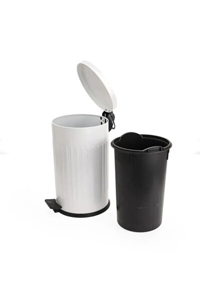 Begin Power Vintage 16 Lt Trash Can with Soft Close Lid Office Kitchen Bathroom Balcony Trash Can White
