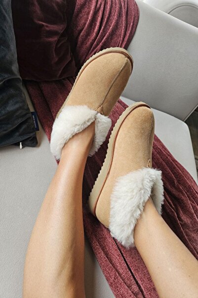 Topukla Footwear 50 03 Topukla Kadın Dışı Hakiki Deri İçi Hakiki Kürklü Ev pa...