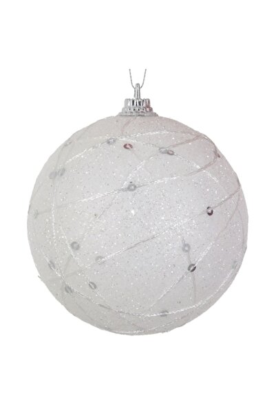 OEM Set Globuri de Crăciun, Albe, 10 cm, 4 Bucăți, Plastic