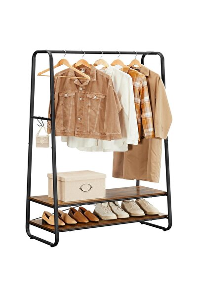 AyrStore Elbise Askısı Portmanto Portmanto 2 Raf 6 S Kanca Çelik Çerçeve Yata...