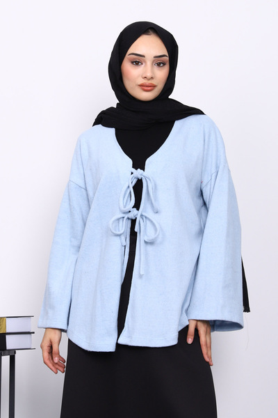İmajButik Blue Front Tie Yumoş Kimono