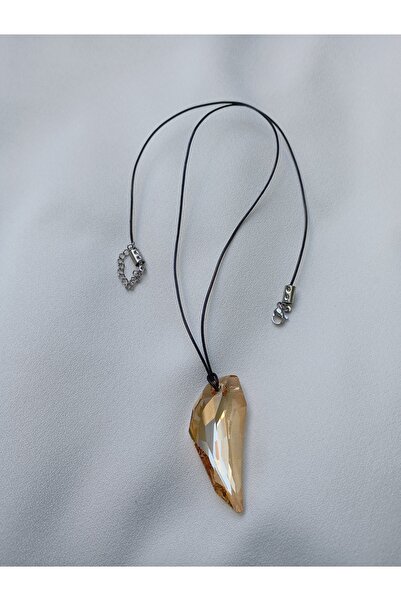 OEM Black leather necklace 1 mm with Swarovski crystal Pegasus 50 cm