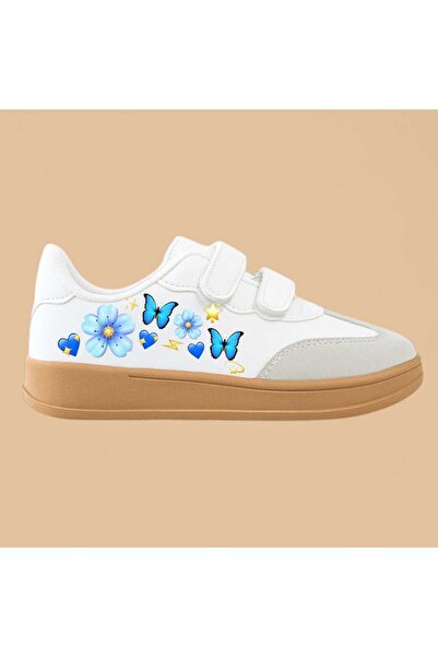 lias desing albastru primăvara cu imprimeu cu aspect de cauciuc alb cu talpă cu bandă pantofi sport pentru copii pantofi sport