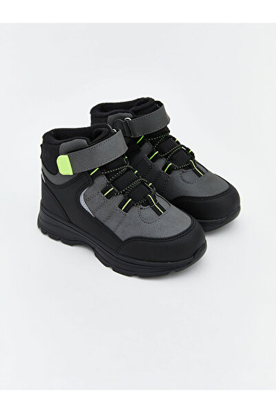 LC Waikiki Lcw Steps Anthracite Lace-Up and Velcro Baby Boy Boots