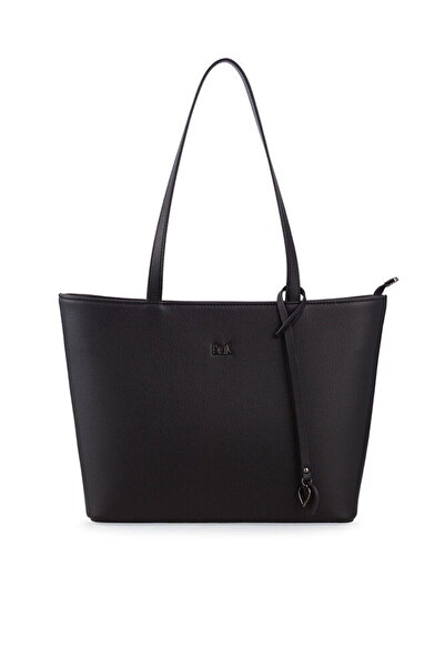 Bilik Deri Μαύρη γυναικεία τσάντα ώμου με λεπτομέρεια λογότυπου BLKF AQUA