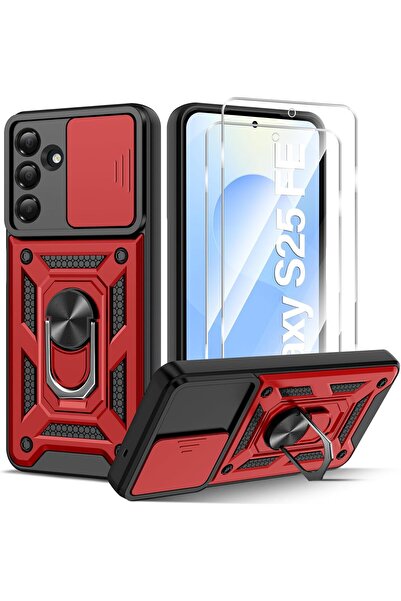 Rivor غطاء حماية متوافق مع هاتف سامسونج جالاكسي S25 FE مع حامل منزلق للكاميرا...