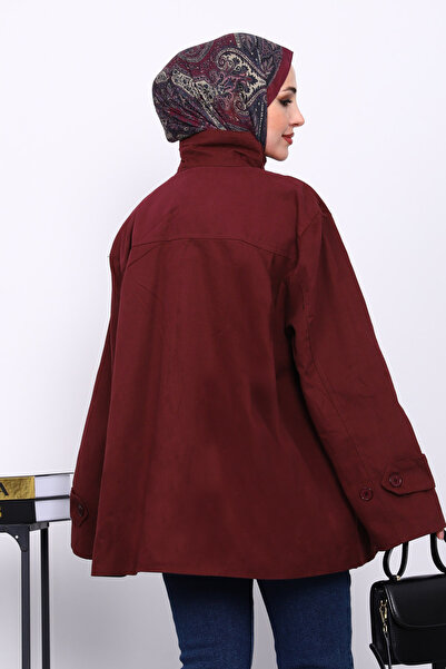 İmajButik Μπουφάν Gabardine με επένδυση με κουμπιά από δαμάσκηνο