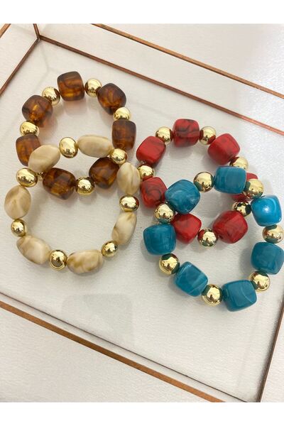 BIJUTERI Gold Top Detailed Bone Elastic Bracelet