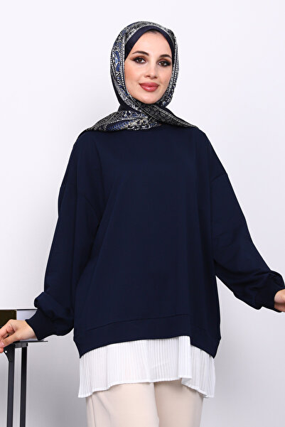 İmajButik Φούτερ με λεπτομέρεια πλισέ σε μπλε ναυτικό χρώμα