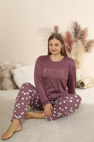 SEBOTEKS Sandy Soft Thermal Fabric Large Size Winter Women's Pajama Set 1300