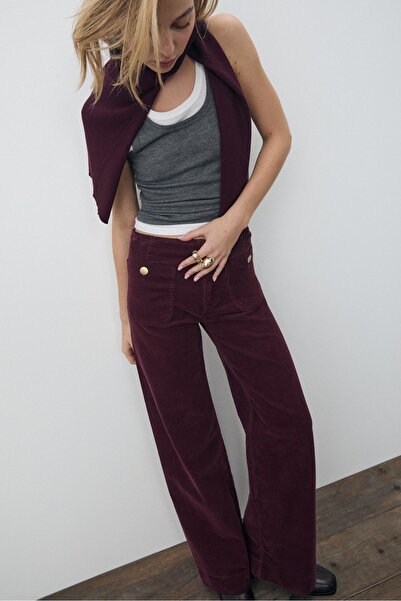 Stradivarius D77 kadife minimal cepli pantolon