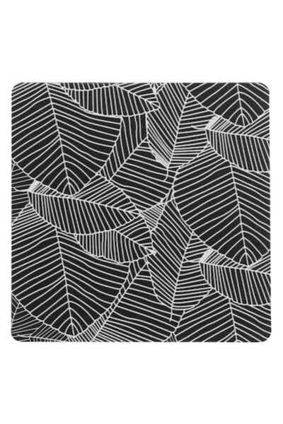 OEM Suport de pahare din lemn gri și alb cu model de frunze, 11 x 0,5 x 11 cm