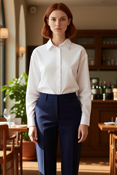 PayBuy Women's Plain Oversized Cotton Long Sleeve Shirt Offers Elegance with Button Detail on the Back Functional