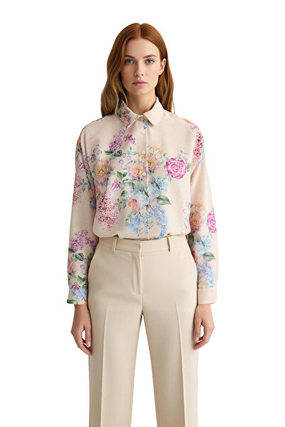 PayBuy Women's Oversized Linen Look Woven Floral Pattern Long Sleeve Spring Summer Style Functional