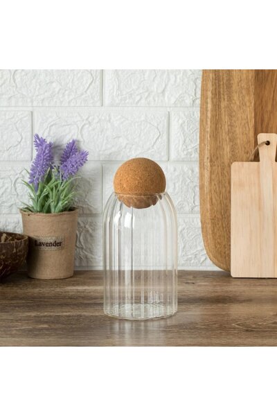 OEM Transparent glass jar with cork lid 770 ml