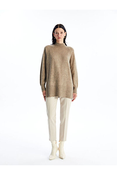 LC Waikiki Stand Collar Plain Oversize Women's Knitwear Tunic