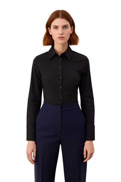 PayBuy Women's Classic Poplin Woven Long Sleeve Shirt Office Casual Comfort Elegant Design Functional Stylish