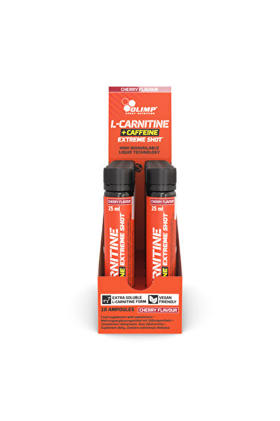 Olimp L-Carnitine + Caffeine Extreme Shot 25ml – Cherry Flavor (Pack of 10)