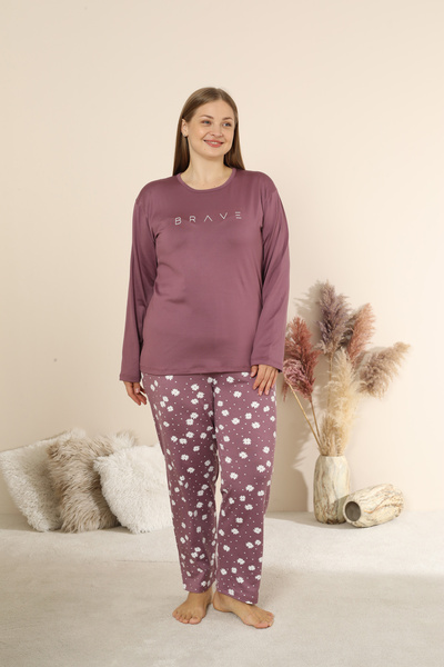 SEBOTEKS Sandy Soft Thermal Fabric Large Size Winter Women's Pajama Set 1300
