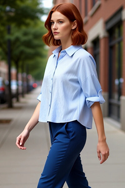 PayBuy Women's Short Sleeve Low Sleeve Oversized Shirt Casual Elegance and Of...