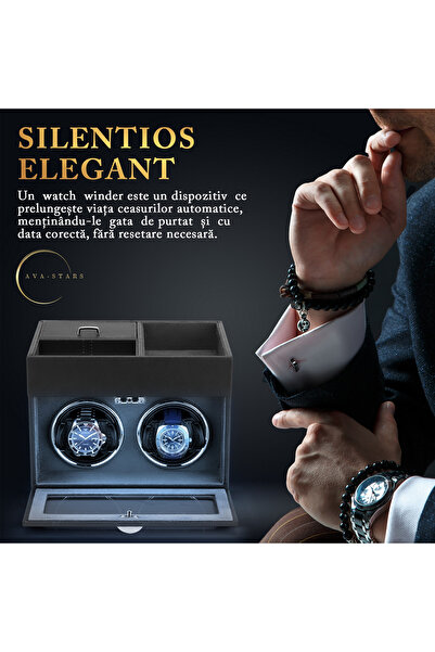 AVA-STARS Automatic Watch Winder Box, Velvet Interior & Leather Exterior —
