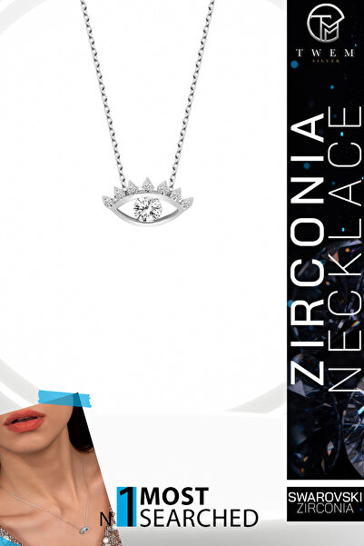 Twem Silver قلادة عين من الزركونيا على شكل حجر سواروفسكي |   الحامي والمحظوظ