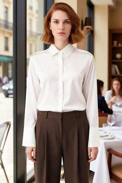 PayBuy Women's Epaulet Satin Woven Shirt Functional Durable Quality Comfortable Aesthetic Premium